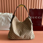 GG 25FW Beatrix Horsebit Handbag 40cm Brown Canvas GHW