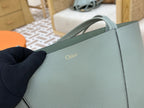 Chloe Spin Tote Bag Medium 27cm Light Blue Calfskin 272309