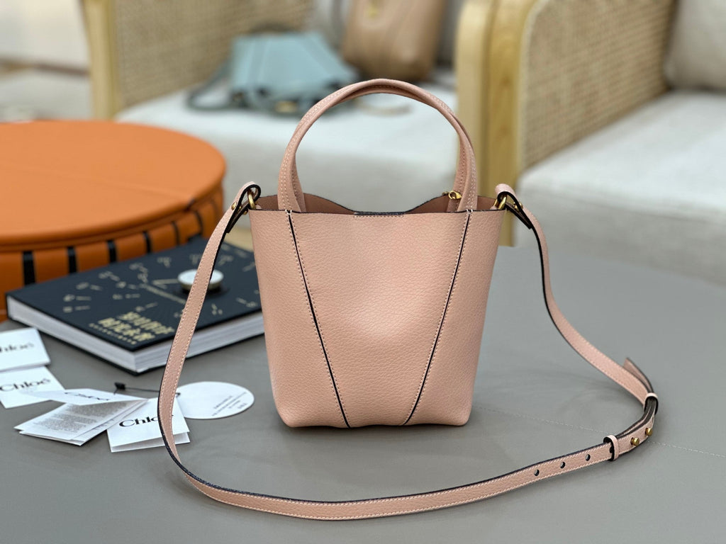 Chloe Spin Tote Bag Small 18cm Pink Calfskin 272297
