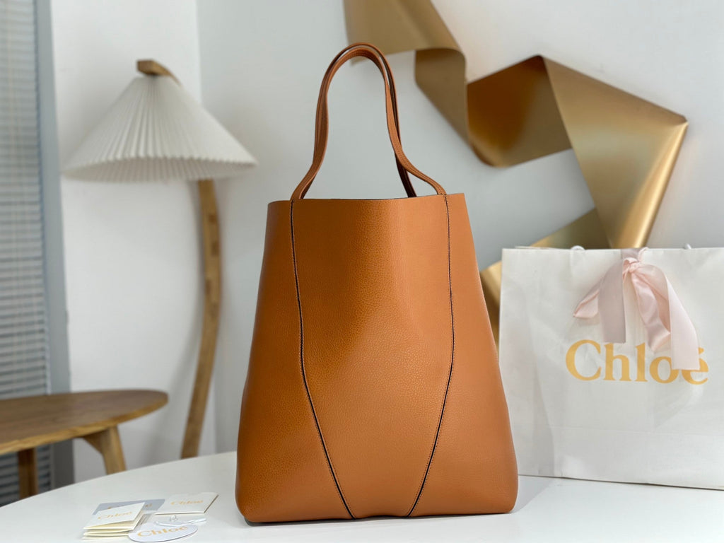 Chloe Spin Tote Bag Large 35cm Brown Calfskin 272217