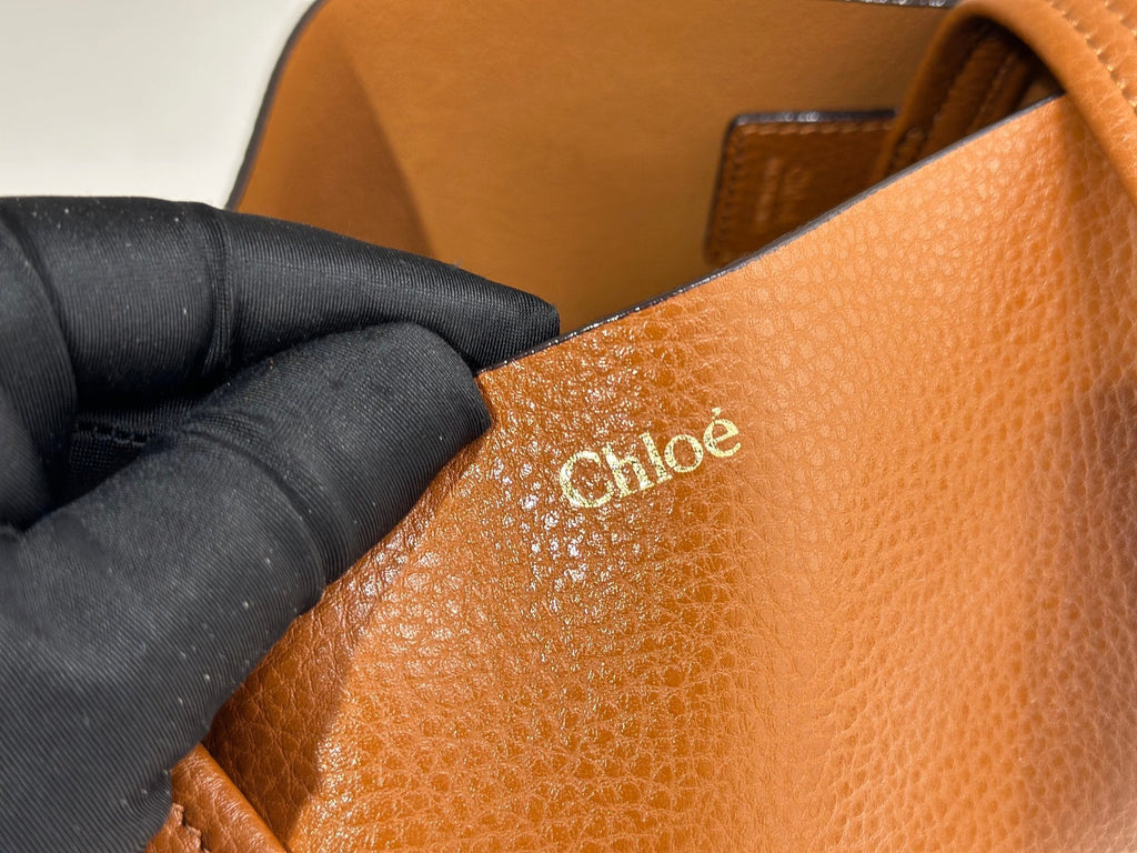 Chloe Spin Tote Bag Medium 27cm Brown Calfskin 272216