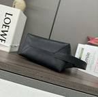 Loewe Puzzle Fold 22cm Handbag in Black Glossy Calfskin 274154