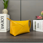 Loewe Puzzle Fold 22cm Handbag in Yellow Glossy Calfskin 274158