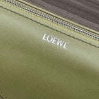 Loewe Puzzle Fold 22cm Handbag in Olive Green Glossy Calfskin 274165
