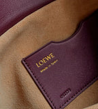 Loewe Ola Handbag Medium 26cm in Burgundy Silver Calfskin  274222