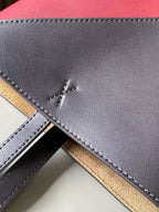 LOE 31 Medium Puzzle Fold Tote In Burgundy Mix Chocolate Glossy Cowhide 274321