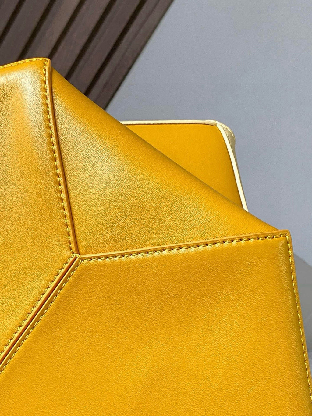 LOE 31 Medium Puzzle Fold Tote In Sunflower Butter Glossy Cowhide 274313