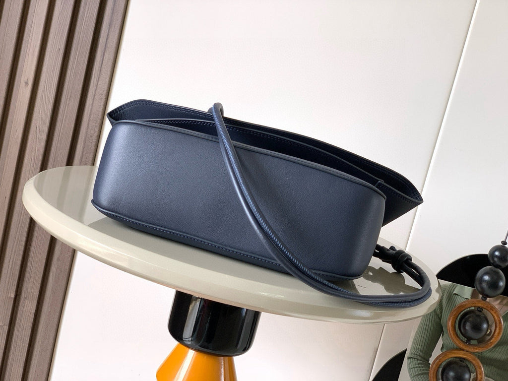 Loewe Ola Handbag Medium 26cm in Blue Silver Calfskin Leather 274228