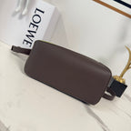 Loewe Puzzle Handbag 24 in Chocolate & Light Moss Suede 274174