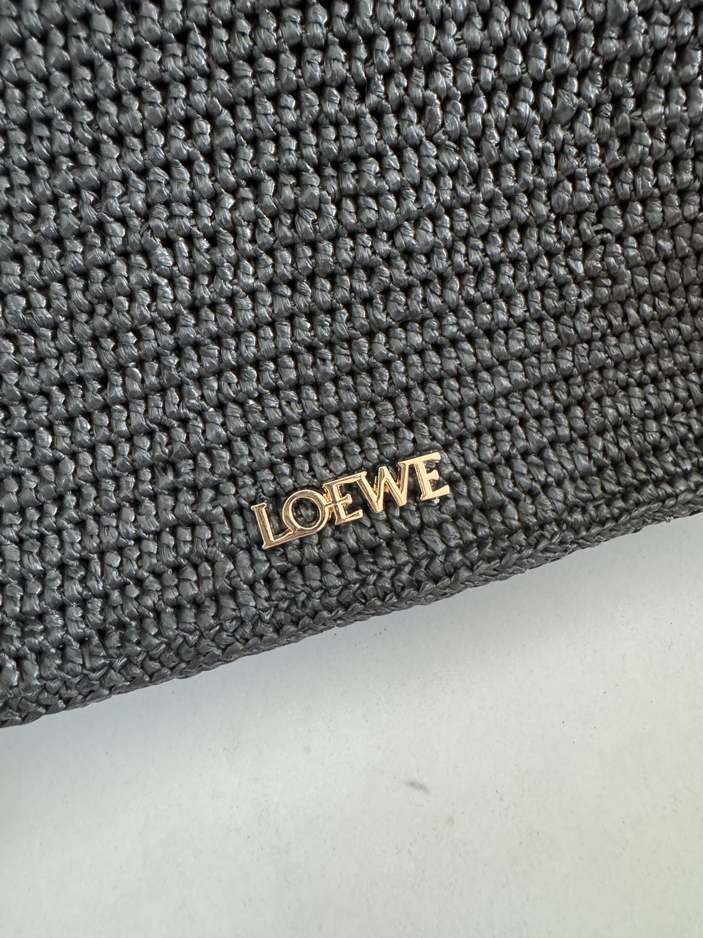 LOE Ola Bag 26 Black in Raffia and Calfskin 274683