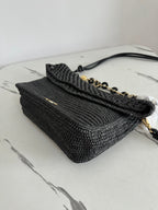 LOE Ola Bag 26 Black in Raffia and Calfskin 274683