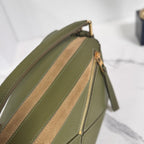 Loewe Small Puzzle bag 24 in Classic Green Cowhide and Suede 274495