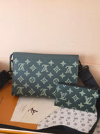 LV Collaboration Suit Clip Dark Green Monogram Canvas Calfskin 274800