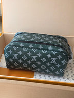 LV Cosmetic Bag 24 Dark Green Monogram Canvas Cowhide 274808