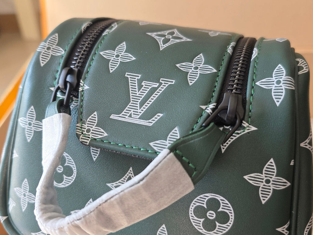 LV Cosmetic Bag 24 Dark Green Monogram Canvas Cowhide 274808