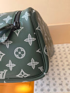 LV Cosmetic Bag 24 Dark Green Monogram Canvas Cowhide 274808