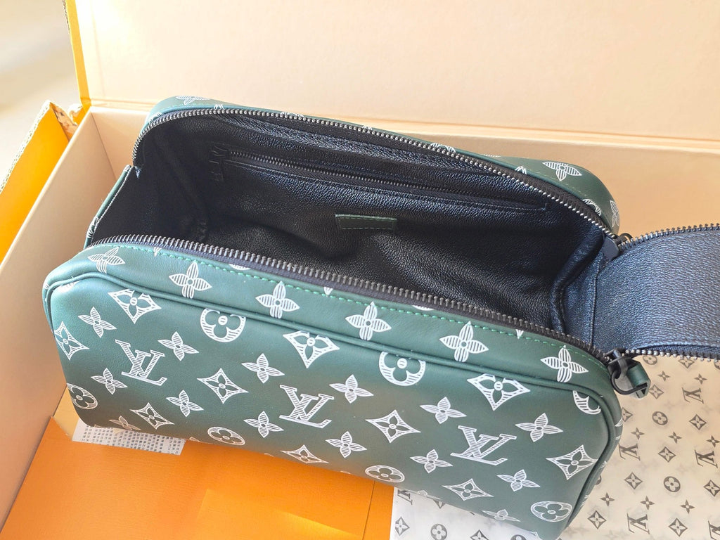 LV Cosmetic Bag 24 Dark Green Monogram Canvas Cowhide 274808