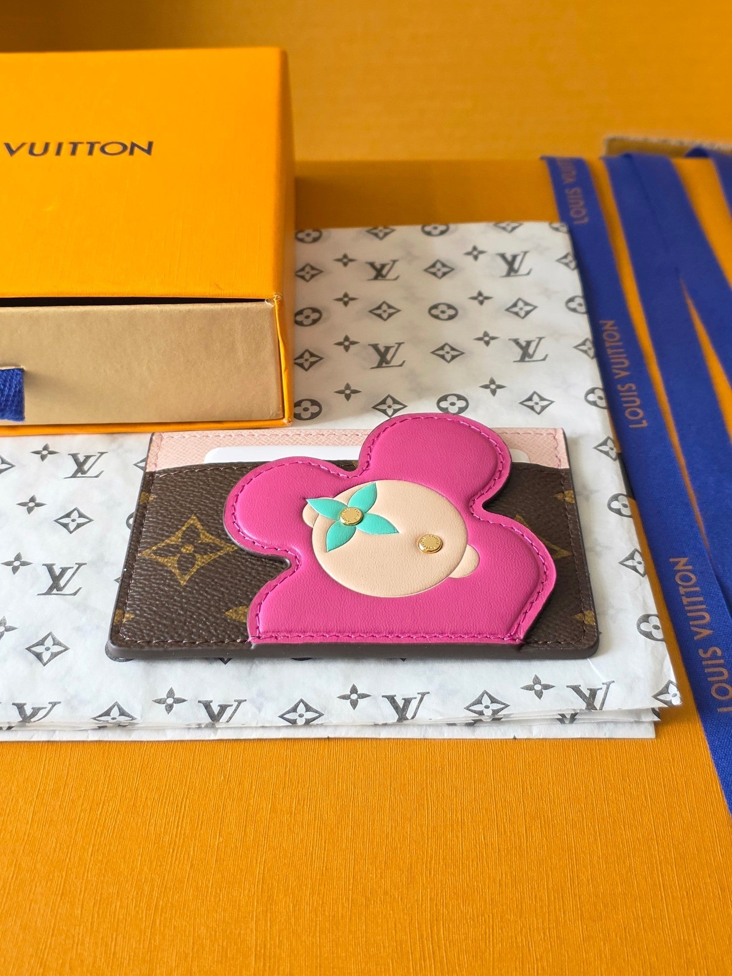 LV Christmas Series Card Holder Brown PVC Fabric with Leather 274816