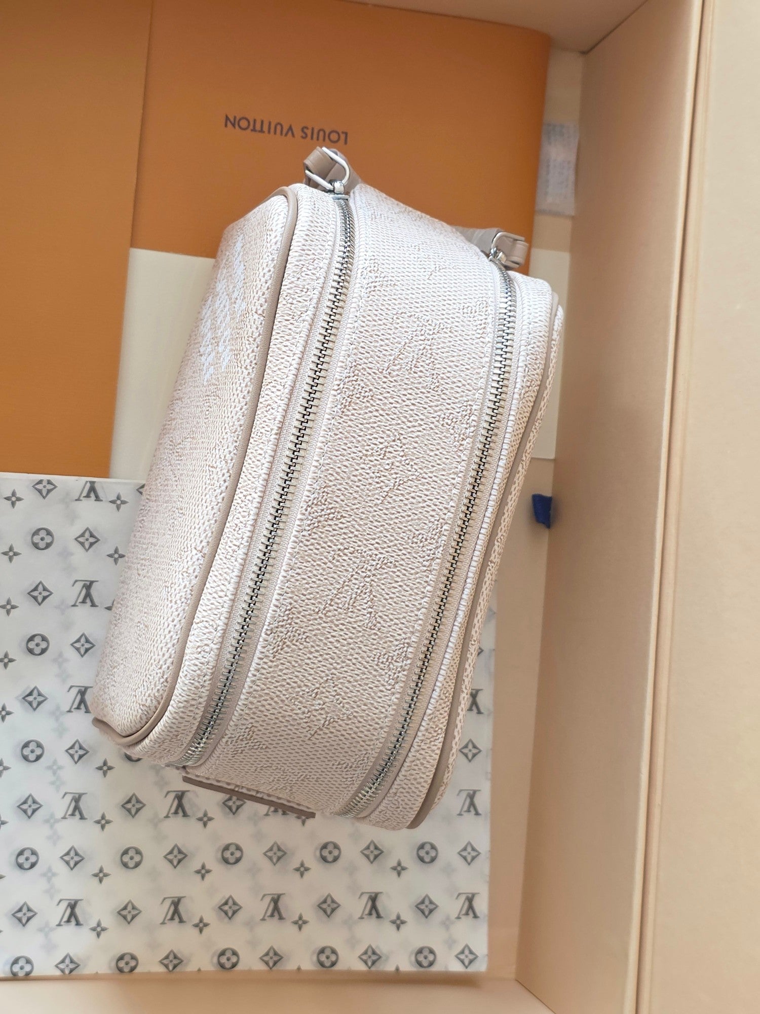 LV Dopp Kit Toilet Pouch Apricot Monogram Canvas 274855