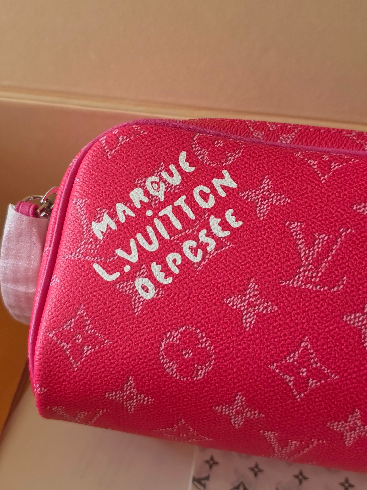 LV Dopp Kit Toilet Pouch Rose Red Monogram Canvas 274858