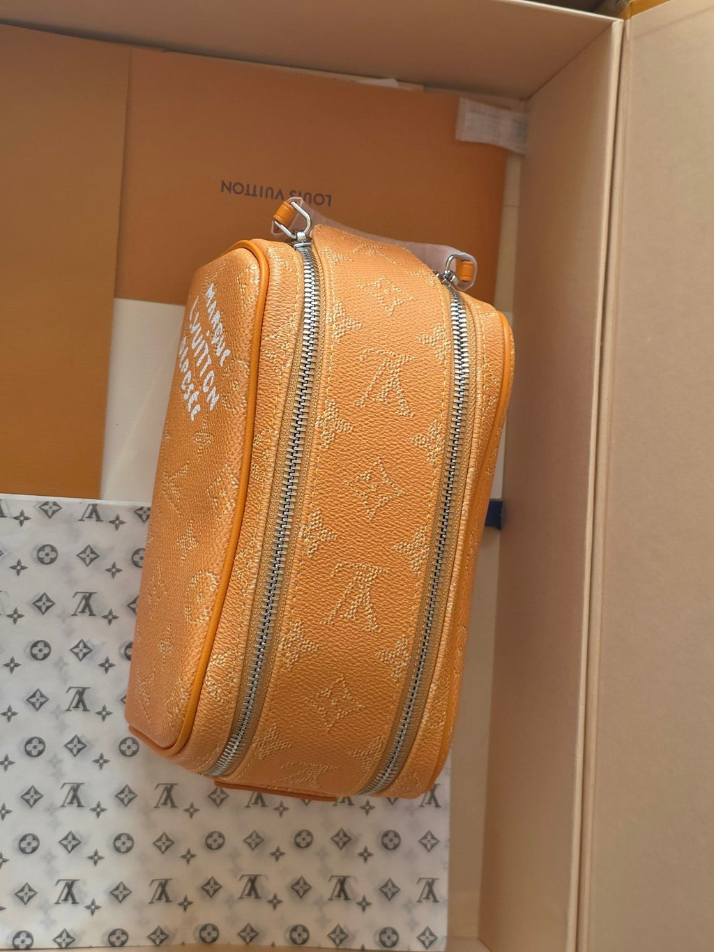 LV Dopp Kit Toilet Pouch Yellow Monogram Canvas 274859