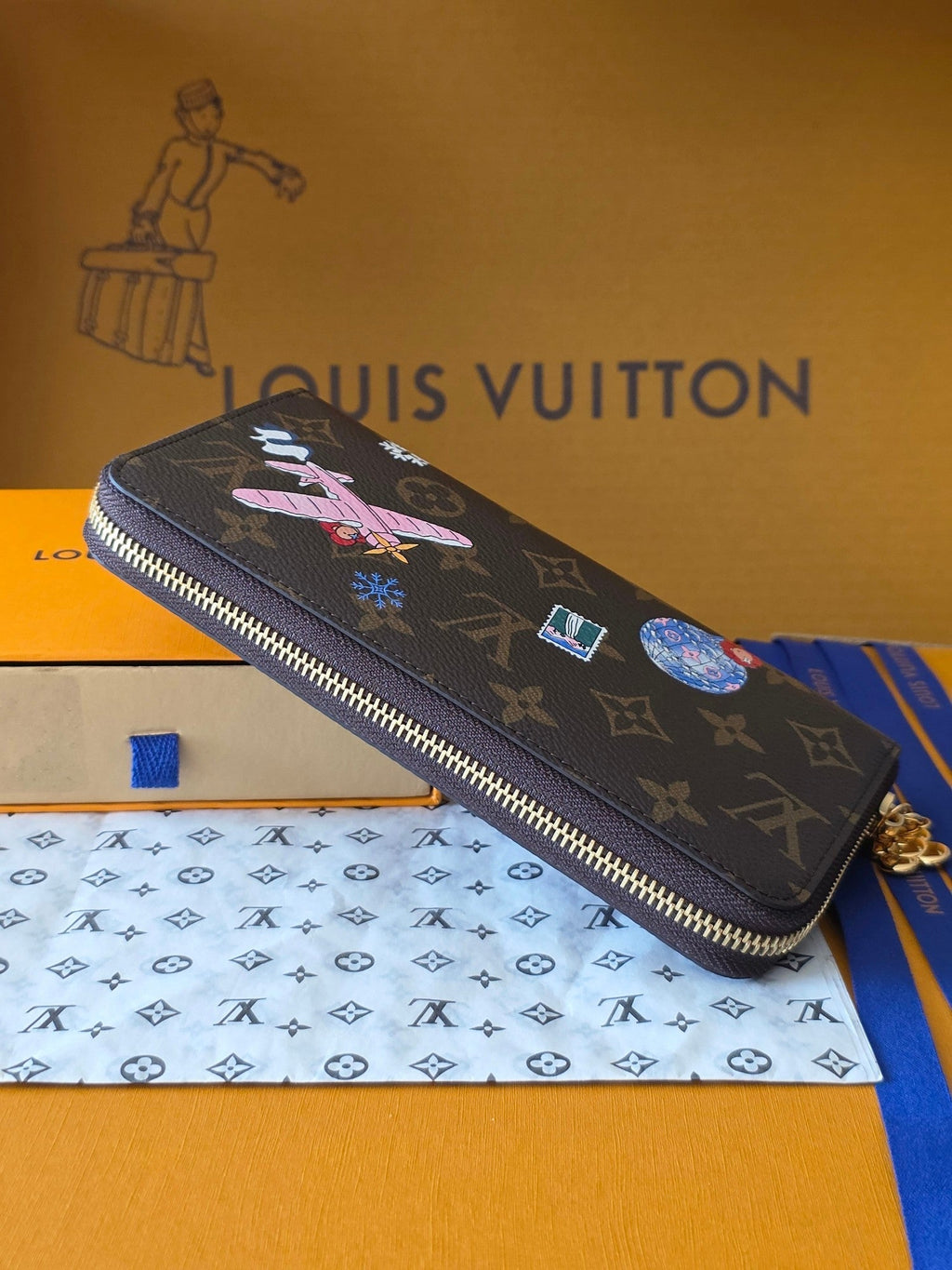 LV Christmas Collection Zippy Zipper Wallet Brown Monogram Canvas 274908