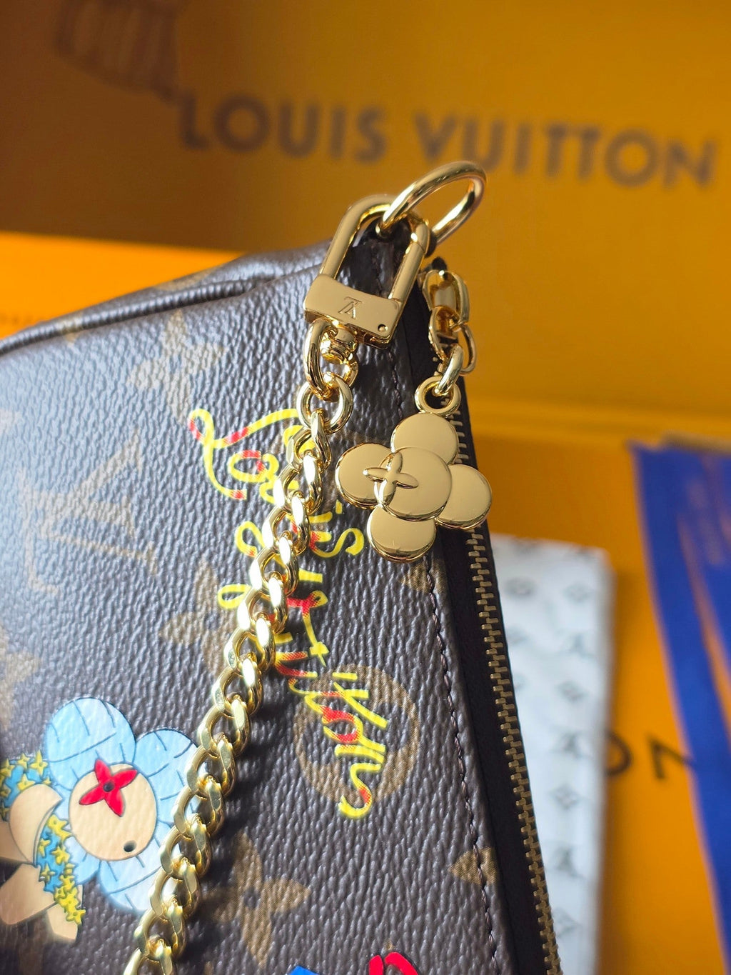 LV Chrismas Collection Mini Pochette Accessoires clutch bag Brown Monogram Canvas 274915