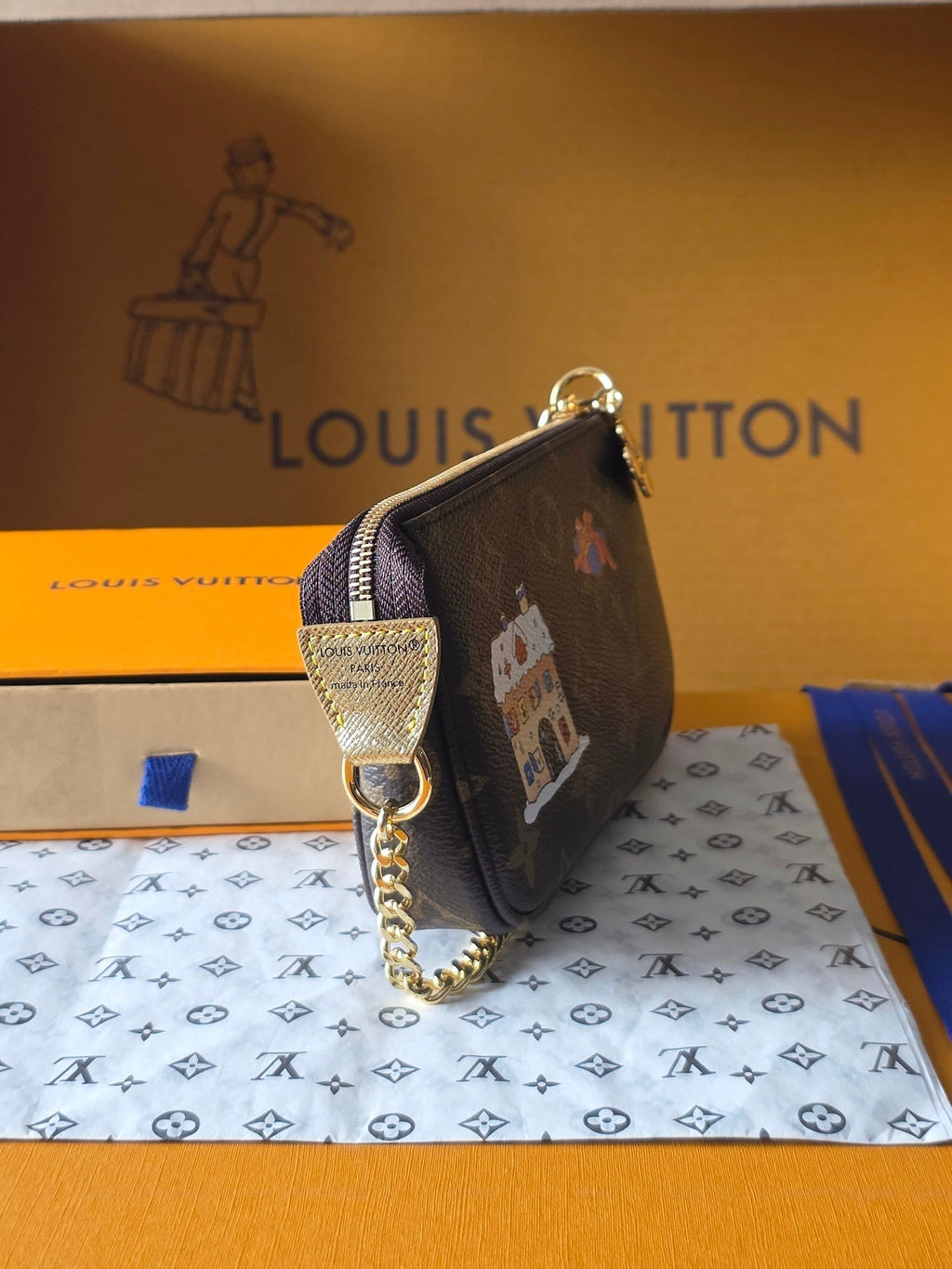 LV Chrismas Collection Mini Pochette Accessoires clutch bag Brown Monogram Canvas 274915