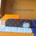LV Christmas Edition Cat Pencil Case Brown Canvas 274994