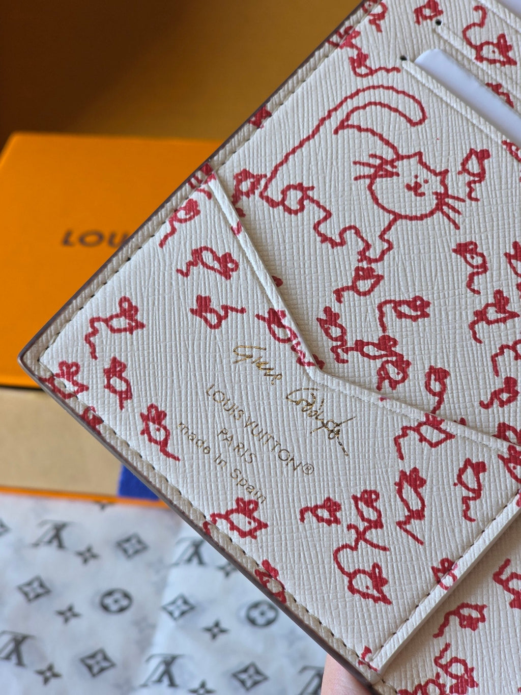 LV  New Cat Passport Holder Brown PVC Monogram Fabric paired with Cowhide 274996