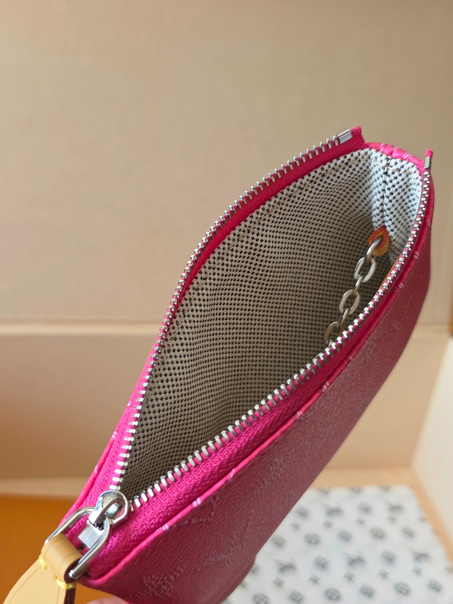 LV Key Pouch S Rose Red PVC Fabric with Leather 275142