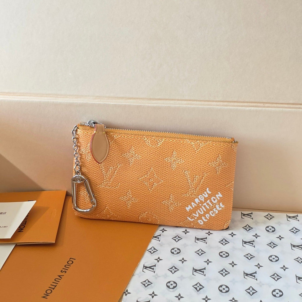 LV Key Pouch S Yellow PVC Fabric with Leather 275144