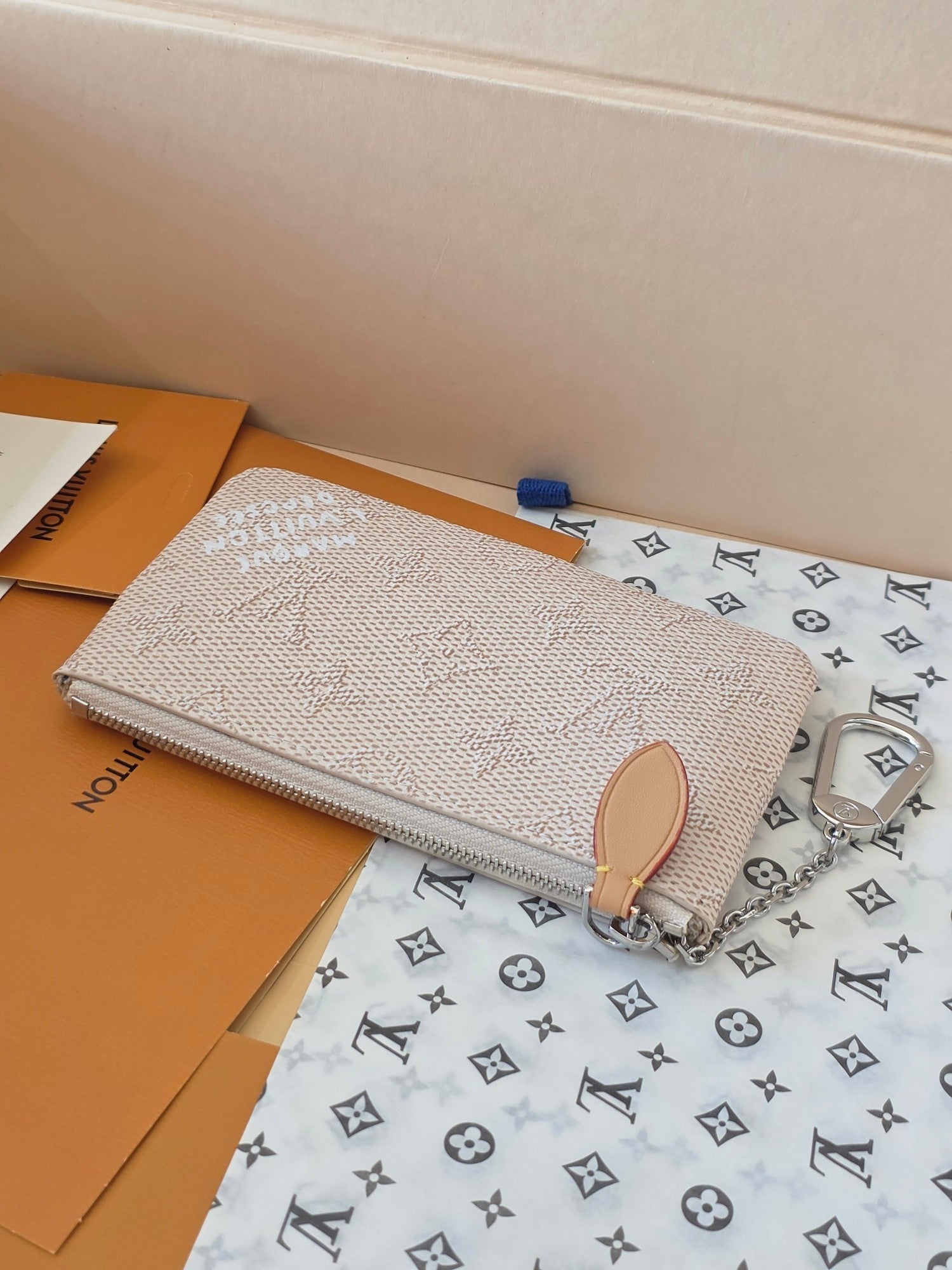 LV Key Pouch S White PVC Fabric with Leather 275145