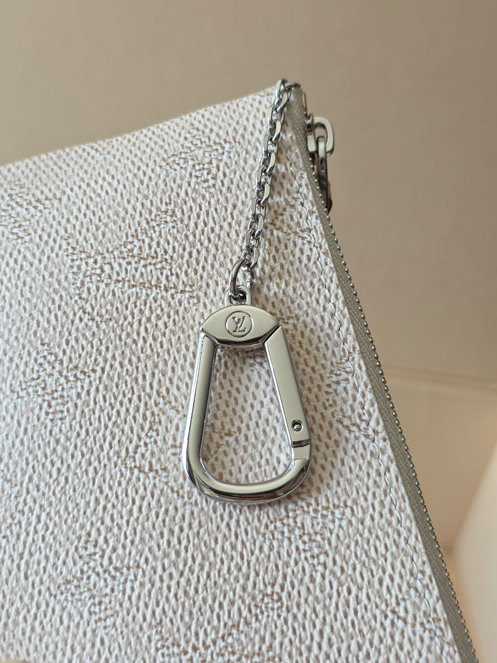 LV Key Pouch S White PVC Fabric with Leather 275145
