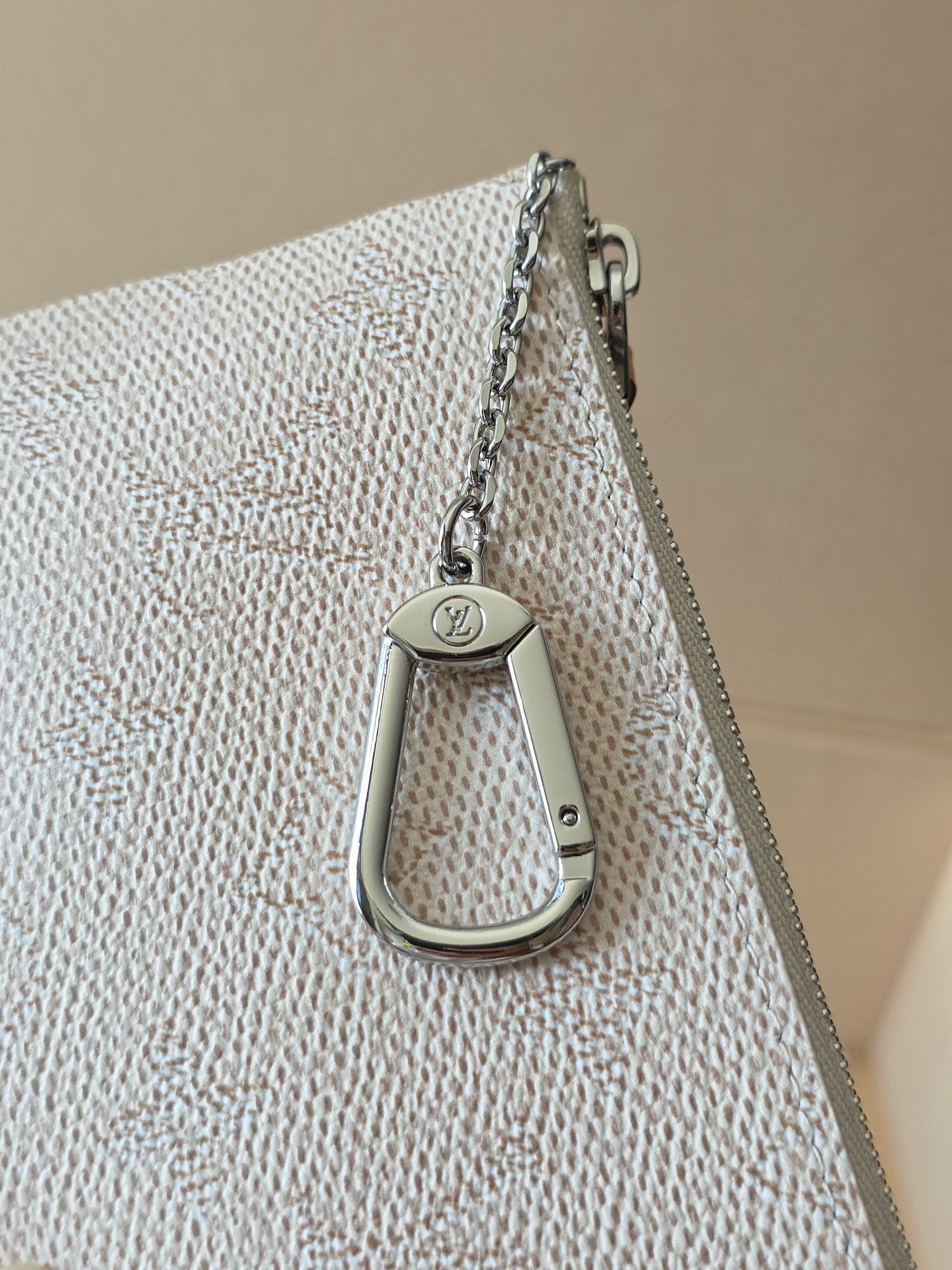 LV Key Pouch S White PVC Fabric with Leather 275145