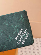 LV Key Pouch S Green PVC Fabric with Leather 275146