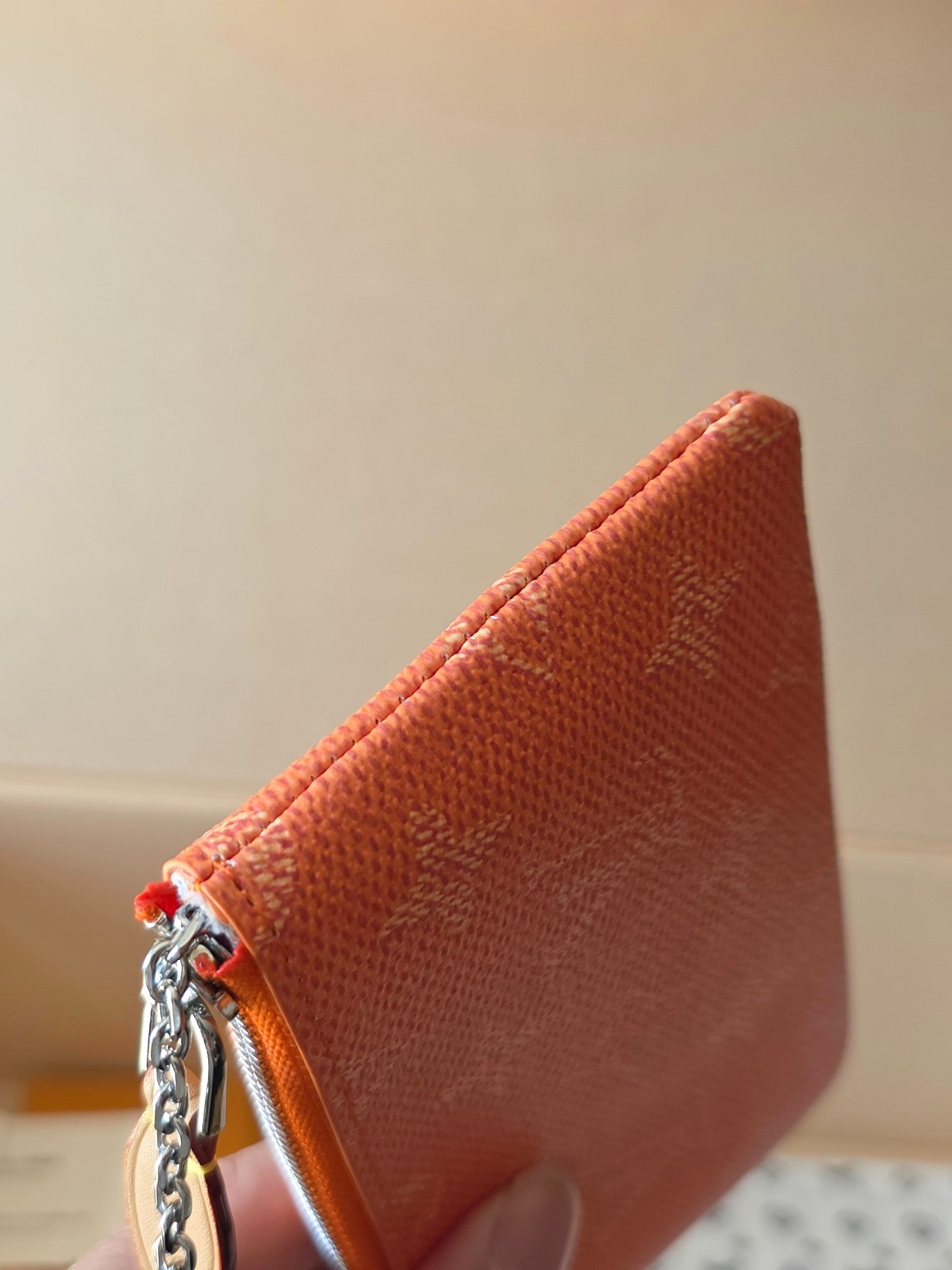 LV Key Pouch S Oragne PVC Fabric with Leather 275147