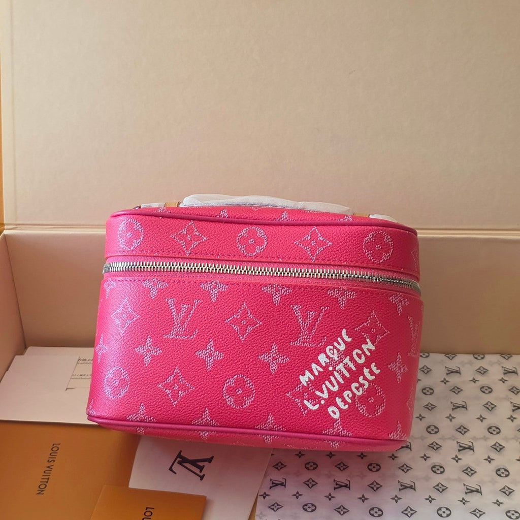 LV Nice Mini Toiletry Bag Rose Red Monogram Canvas 275166