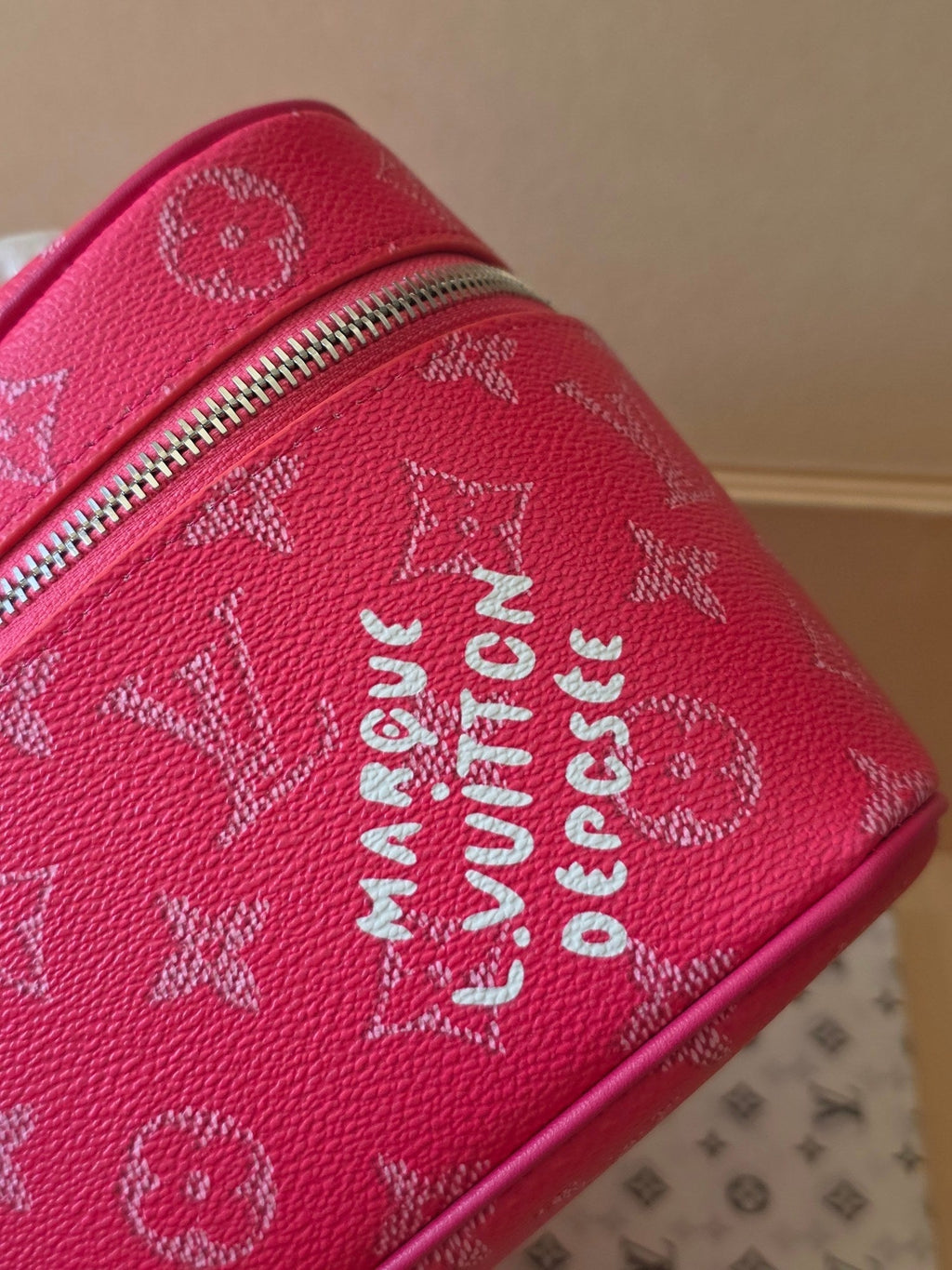 LV Nice Mini Toiletry Bag Rose Red Monogram Canvas 275166