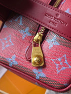 LV Makeup Bag Red PVC Fabric with Leather 275393