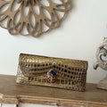 Chanel Vintage Crocodile-embossed Gold Clutch Bag Cowhide 275839