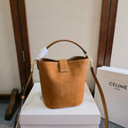 Celine New Small Brown Bucket Bag in Suede 276314