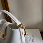 Celine New Small White Bucket Bag in Calfskin 276312