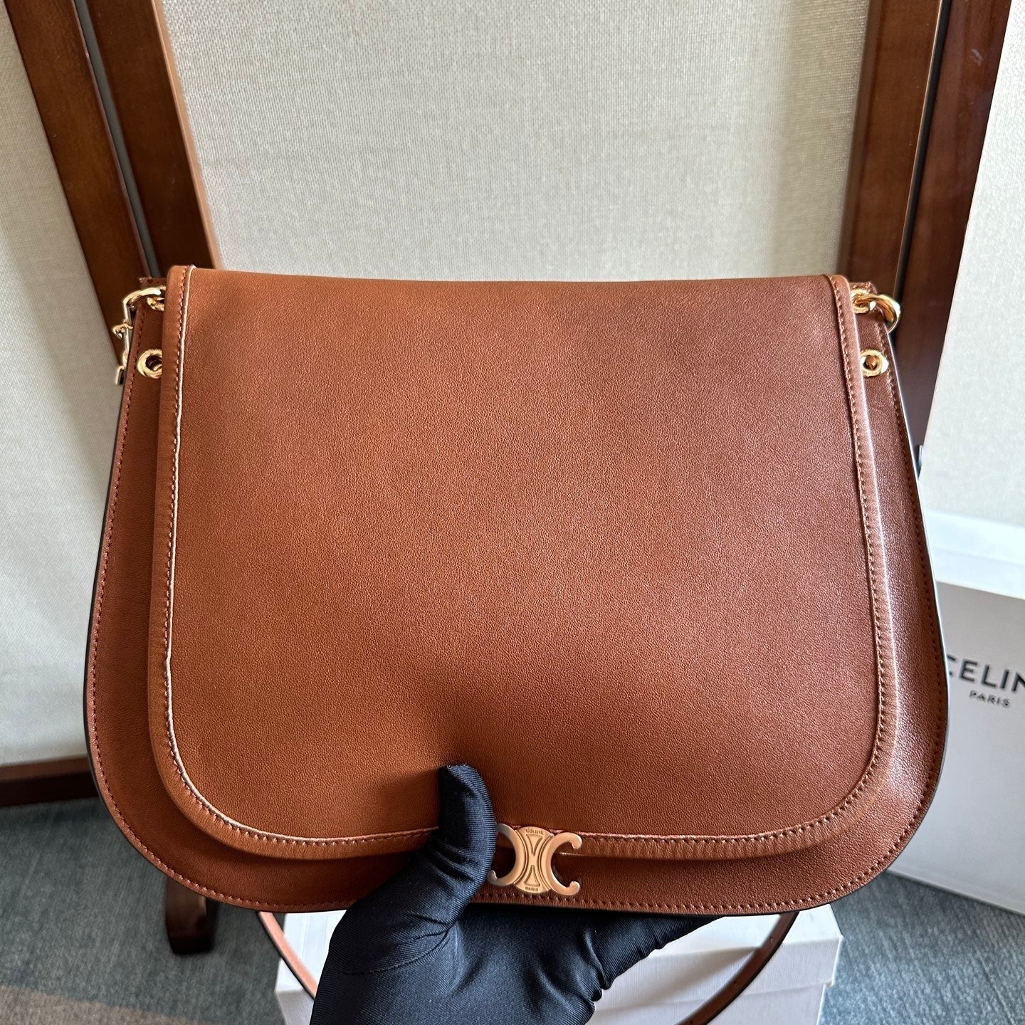 Celine Besace Soft Triome Brown Handbag in Lambskin 276305