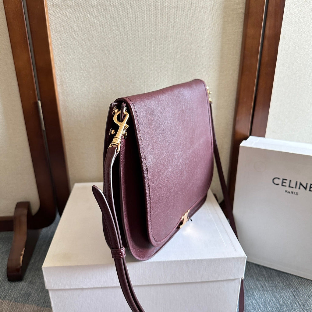 Celine Besace Soft Triome Burgundy Handbag in Lambskin 276303