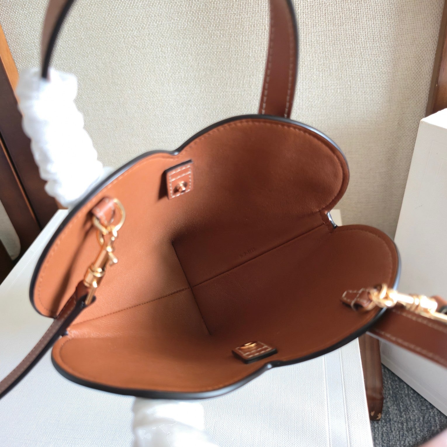 Celine Heart-Shaped Black Brown Bag in PVC Fabric with Leather 276287