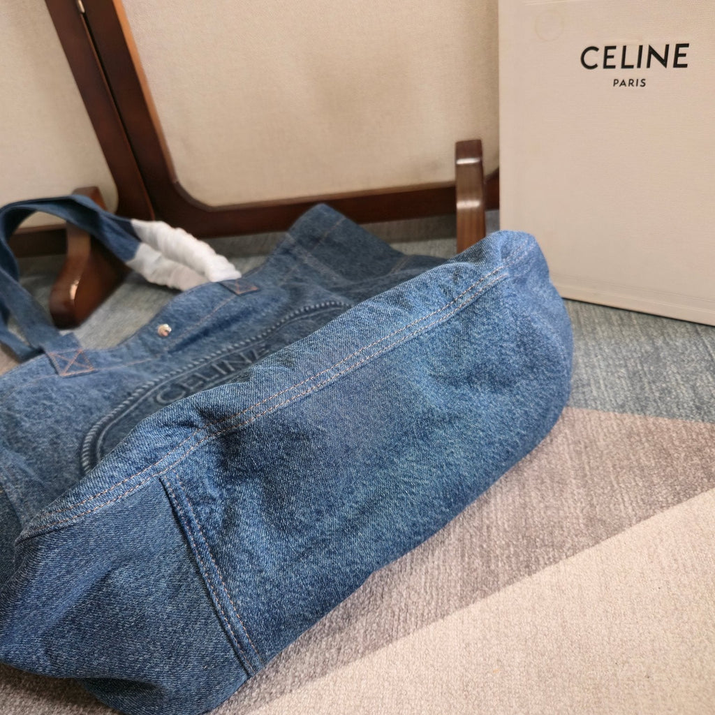 Celine Cabas Brand Logo Classic Blue Denim Tote Bag 276180