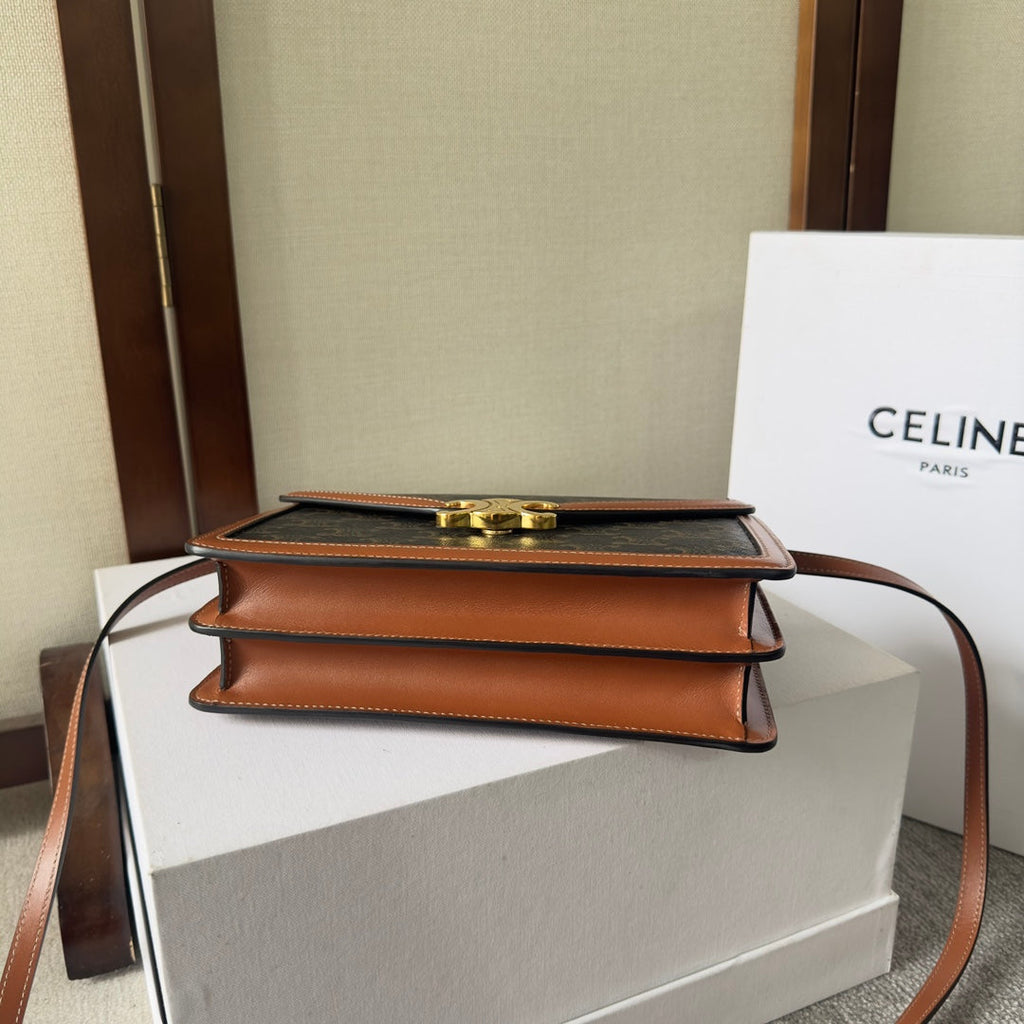 Celine New Large WOC Envelope Black Brown Bag in PVC Fabric with Leather 276284