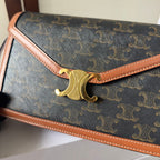 Celine New Large WOC Envelope Black Brown Bag in PVC Fabric with Leather 276284