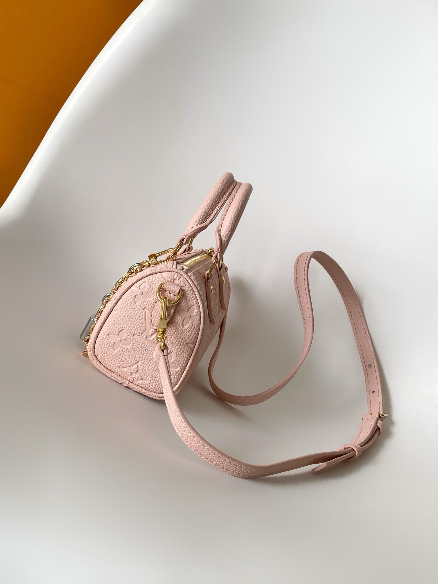 LV M27107 Nano Speedy Bag 10 Pearl Pink Monogram in Leather 278113